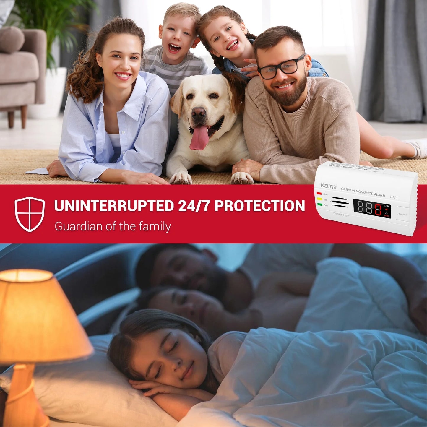 Carbon Monoxide Detector with 10 Year Life, LED Display CO Alarm Detector Built in 360° Precision Sensors