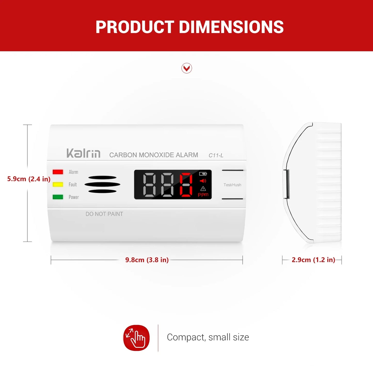 Carbon Monoxide Detector with 10 Year Life, LED Display CO Alarm Detector Built in 360° Precision Sensors
