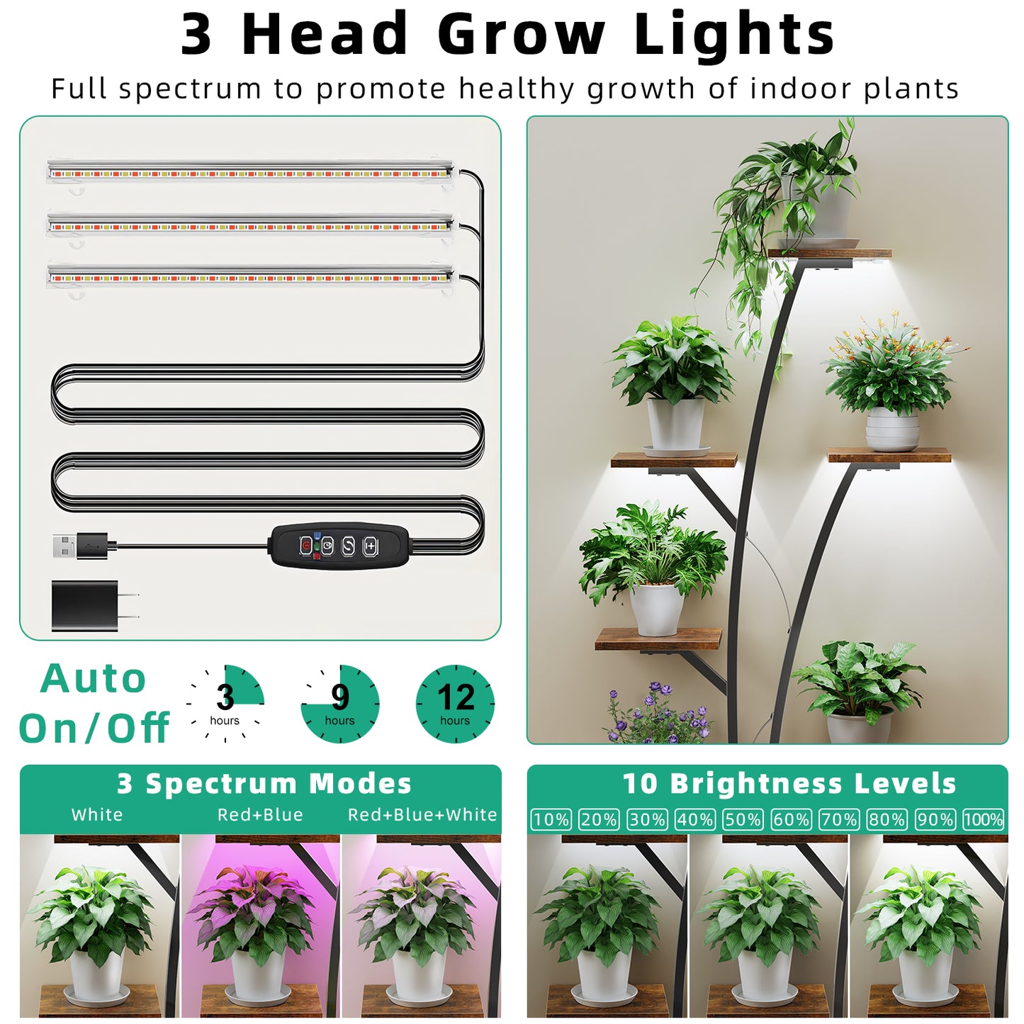 Plant Stand with Grow Light, Perfect for Living Rooms and Offices