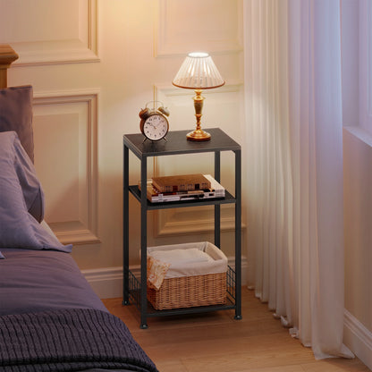 3-Tier End Side Table, Movable Record Player Stand with Vinyl Record Storage