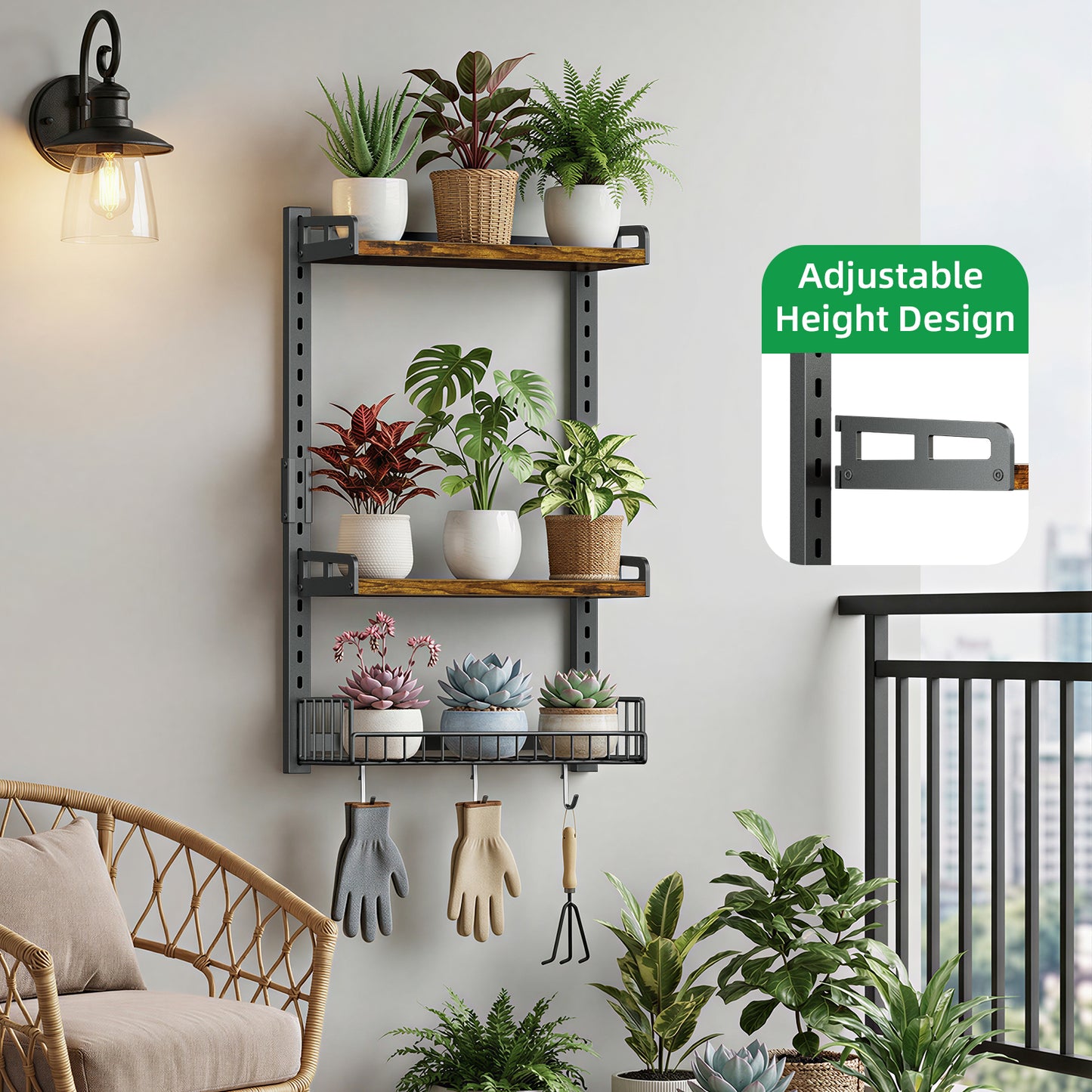 Kalrin 3 Tier Bathroom Shelves Over Toilet - Wall Mounted Floating Shelves with Drain Basket, Toilet Paper Storage, Height Adjustable Over The Toilet Storage, Vintage Brown