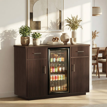Kalrin Coffee Bar Cabinet Large with Fridge Storage, Mini Fridge Bar Cabinet with Adjustable Shelf, Wine Storage Buffet Sideboard Table for Home Bar, Built-in Charging Station, Modern Design