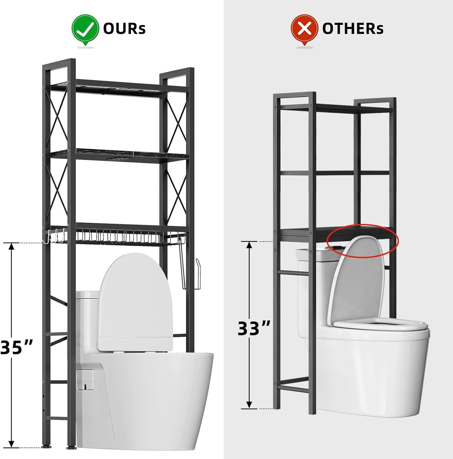 Over The Toilet Storage with X Shape Side Guardrail