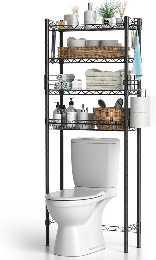 Over Toilet Bathroom Organizer, 4-Tier Over The Toilet Storage Shelf Bathroom Shelves
