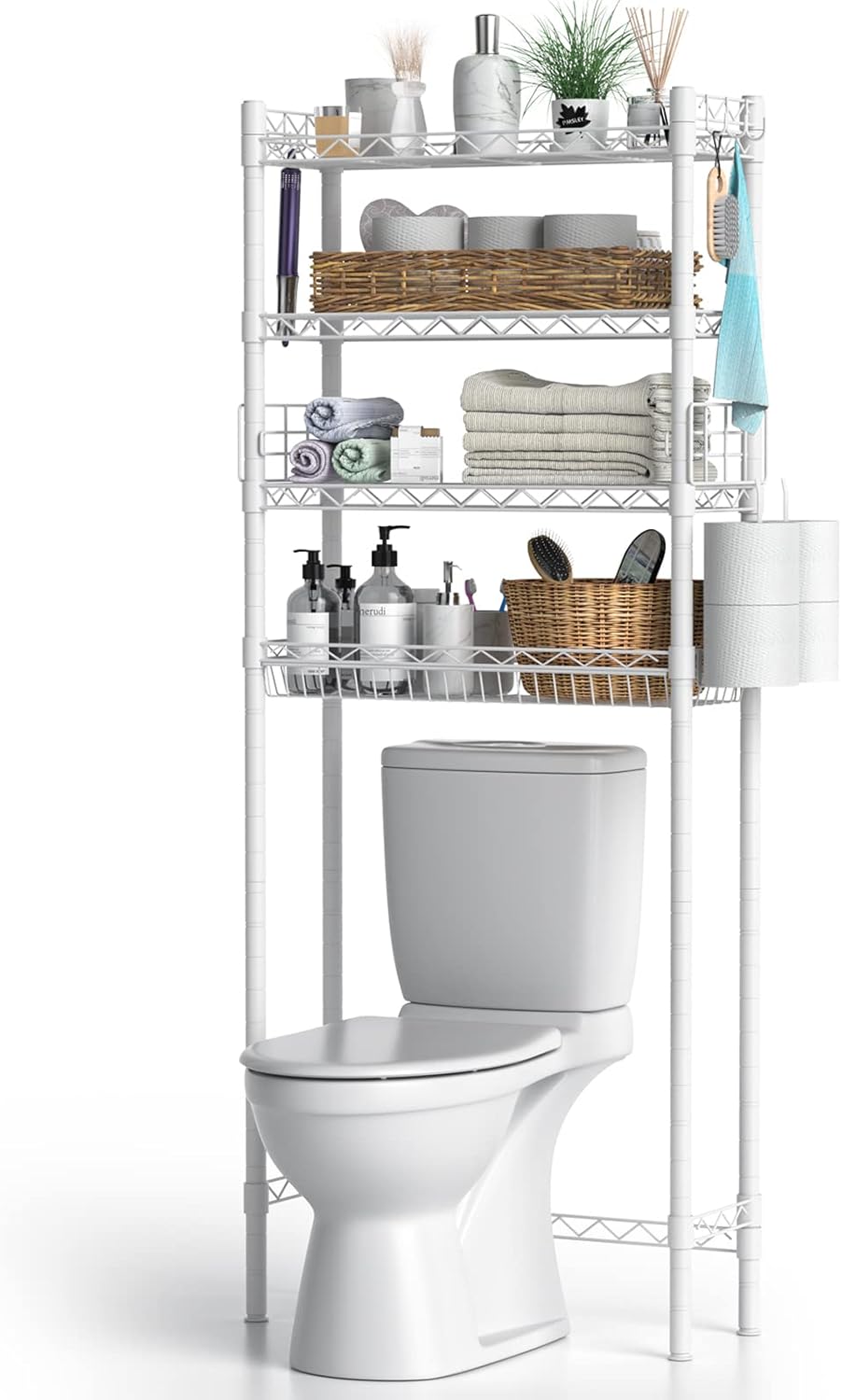 Over Toilet Bathroom Organizer, 4-Tier Over The Toilet Storage Shelf Bathroom Shelves