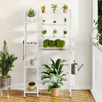 The Toilet Storage Shelf, 8-Tier Wooden Bathroom Organizer Shelf Adjustable Saver Space Rack with Toilet Paper Holder, White