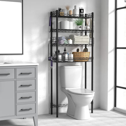 Over Toilet Bathroom Organizer, 4-Tier Over The Toilet Storage Shelf Bathroom Shelves