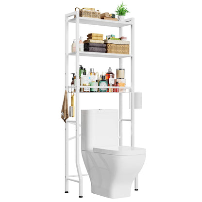 Over The Toilet Storage Shelf, 3-Tier Wooden Bathroom Organizer Freestanding Space Saver